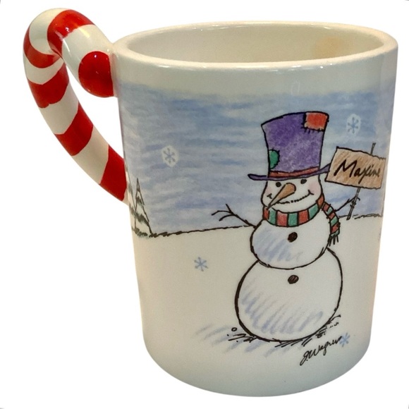 Hallmark Christmas To Me Maxine Coffee Mug Candy Cane Shoebox Snowman Cup - Picture 2 of 6